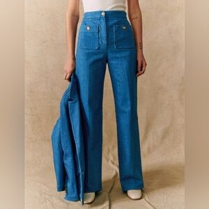 Sézane Dan Trousers Pants Jeans Size 38 /US 6 in Baby Blue